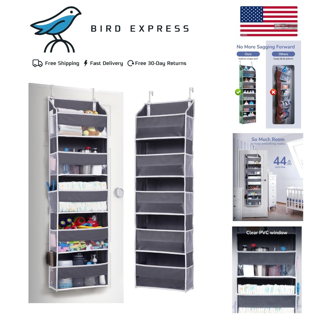 Over Door Organizer with 5 Large Pockets & Mesh Side Storage for Toys Shoes 1 Pk