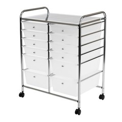 Seville Classics Multi-Use 12-Drawer Organizer Stationary Cart, Frost White
