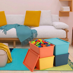Colorful Large Storage Bins with Lid – 4 Pack Stackable Organizers 10.6×7.5×4.7