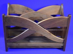 MCM Farm House Sculptural Solid Walnut Wood Magazine/Newspaper Rack #5491
