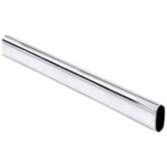 Premium Oval Wardrobe Closet Rod with End Supports – Polished Chrome