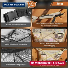 Car Ceiling Cargo Net with 2 Pockets,31.5″x21.6″ Overhead Storage Mesh Organizer