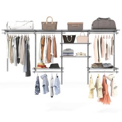 Wire Closet Organizer System Wall-mounted Adjustable Storage Shelves Coats