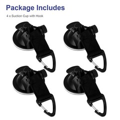4Pcs Heavy Duty Suction Cup Tie Downs,Car Awning Camping w/Hooks Lock Holder Set