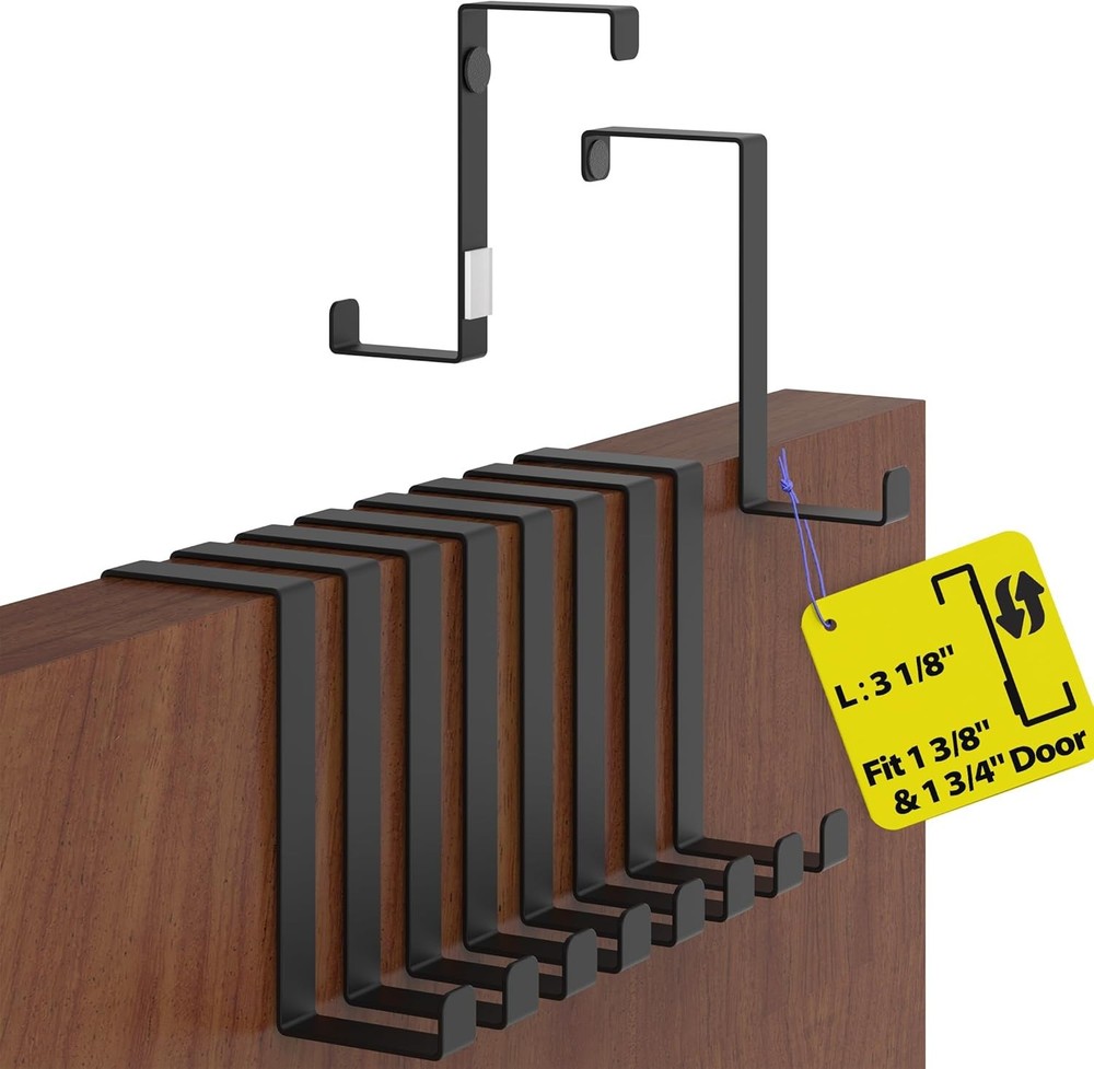 Menz Over The Door Hooks 10 Pack, 2-Sided Fits 1 3/8″ & 1 3/4″ Door,