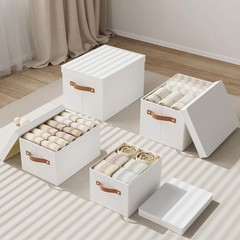 3 PCS White 7.1×9.1×13 Inch Fabric Storage Boxes Lids Clothes Bins Shelves