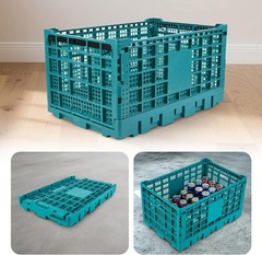 Collapsible Heavy Duty Storage Crate 52L Stackable Plastic Organizer Bin 5PCS