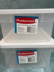 Vintage Rubbermaid 701H Storage Boxes Set 2 White Lids Clear 2218 USA