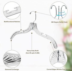 12-Pack Clear Heavy Duty Plastic Hangers for Suits, Coats, Dresses