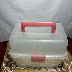 Storage Container With Handle And Latch Clear And Pink Plastic