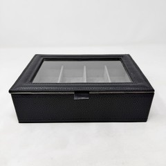 Black Pebbled Faux Leather Storage Box Sunglasses Eyeglass Jewelry Suede Lined