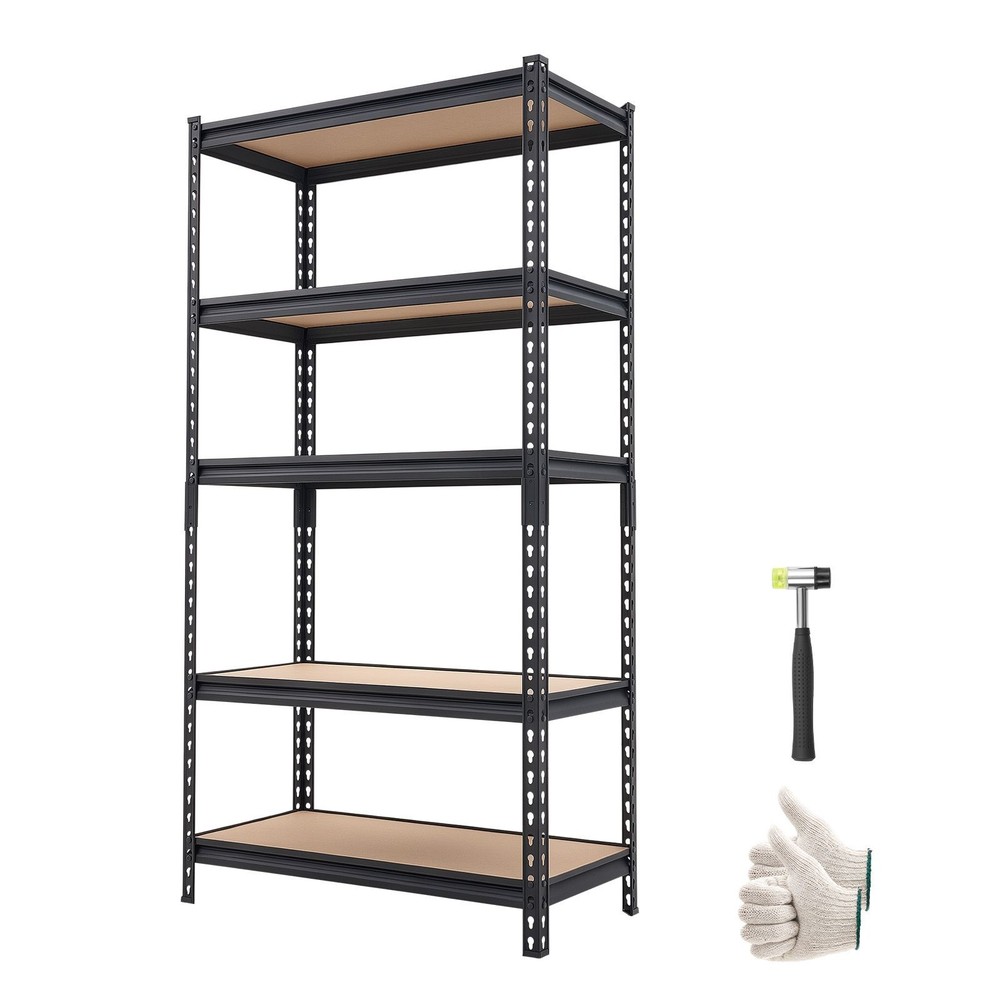 5-Tier Storage Shelves 32x16x63in, 2000lbs Capacity, MDF Steel Frame
