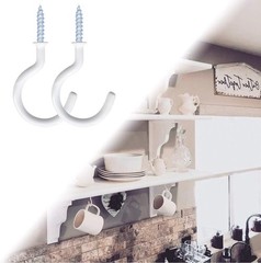 12 Pack Vinyl Coated Ceiling Hooks,Screw-in Mug 1-1/4 Inch, White