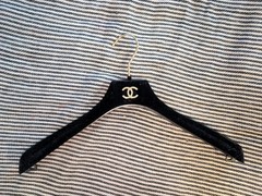 CHANEL Authentic Black Large Velvet CC Gold Hangers For Jackets Coats