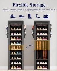 Shoe Rack – 10-Tier Large Capacity Shoe Organizer Shelf with Dust Cover & Sid…