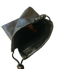 Black Faux Leather Gift Tote Storage Bag 6” X 8” Drawstring Closure