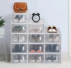 Karl Home, 24-Pack Clear Plastic Shoe Boxes, Stackable, 9.1″Wx5.5″Hx13″D Storage