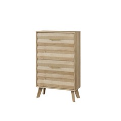 23.6-inch Mid-century Modern Freestanding Oak Wood Slim Flip-Top Shoe Cabinet