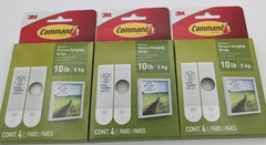 3M Command Medium Picture Hanging Strips Holds 10 lb 3 Packs 4 Pairs Per Pack