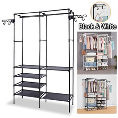 Heavy Duty Clothing Garment Rack Rolling Clothes Organizer Double Rails Hanging