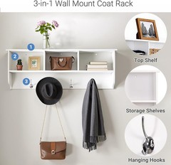 38.6″ Contemporary Wall Mounted Coat Rack W/ Shelf Entryway Hanging Coat Rack W/
