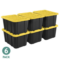 6 Pack Sterilite 27 Gallon Storage Bin Tote with Lid Heavy Duty Plastic