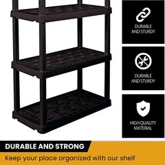 Hyper Tough Plastic Storage Shelves Garage Shelving Unit 5-Tier 73.80″H x 17.75″