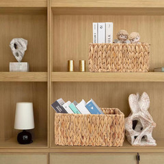Natural Wicker Shelf Baskets with Handles – Stylish Storage Bins for Home Decor