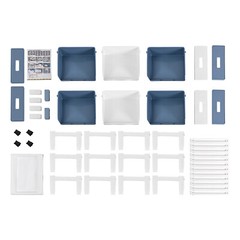 33in Blue White 6-Drawer Organizer, Household/Office Storage Cabinet Drawer Type