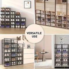X-Large Shoe Storage Boxes Organizers Clear Plastic Stackable 12 Pack, Shoe Rack