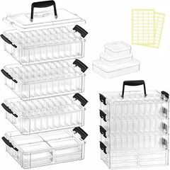 Stackable Bead Storage Organizer with 88 Plastic Containers and Lids, 4-Layer