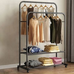 Heavy Duty Clothes Rack Industrial Pipe Garment Rack Rolling Storage Cart Rails
