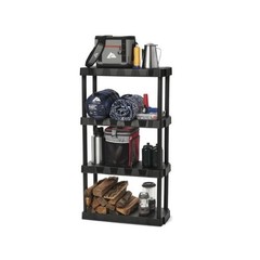 Hyper Tough 4 Shelf Plastic Shelving Unit 2 Pack Black 30 x 56.2 in