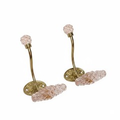 Anthropologie Pink Glass & Gold Etoile Hooks for Hats, Coats & More Set of 2