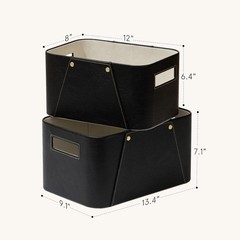 Storage Baskets Organizing 2 Pack Vegan Leather Storage Cube Boxes Closet