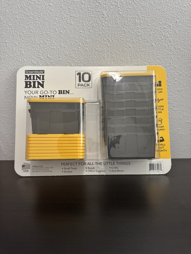 10 Pack Greenmade Mini Bins with Lids Stackable Storage Bins Organizing