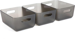 Eco-Friendly Restak Small Bin Set of 3 – Durable & Space-Saving Gray Bins