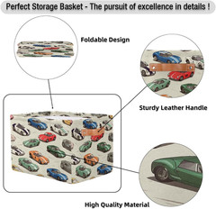Adorable Cartoon Cars Storage Basket with Handle – Perfect for Toys & Books!