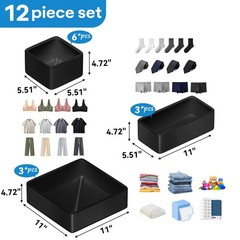 Leatherspaces Vegan Leather Drawer Organizers,12 Pack Makeup Storage boxes,Va…
