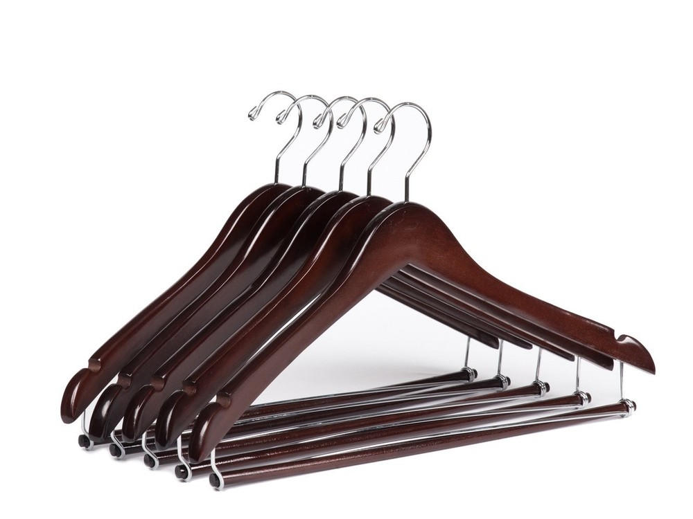 Quality Hangers Wooden Hangers Beautiful Sturdy Suit Coat Hangers Locking Bar