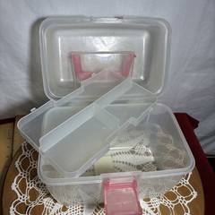 Storage Container With Handle And Latch Clear And Pink Plastic