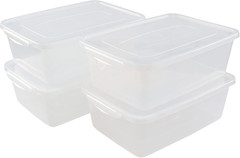 Clear Plastic Storage Bins with Latches – 14 Quart, Set of 4 Containers