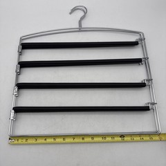 Metal Chrome Swing Arm 4 Tier Flat Space Saver Pants Closet Hangers LOT-OF-2