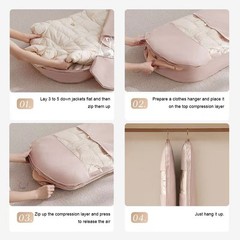 Space Saver Closet Organizer with Self Compression Zipper for Down Coat Jacket