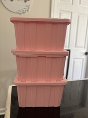 Pink Teeny Tiny Tote Mini Storage Container With Lids SET OF 3 NEW