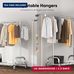 HOKEEPER Clothes Rack with Cover Clothing Racks for Hanging Clothes Heavy Duty G