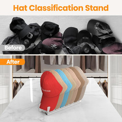 Hat Organizer for Baseball Caps, 2 Pcs No Install Acrylic Hat Racks for 14 Baseb