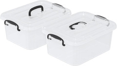 Clear 8L Plastic Storage Box with Handle – 2-Pack Containers with Lids