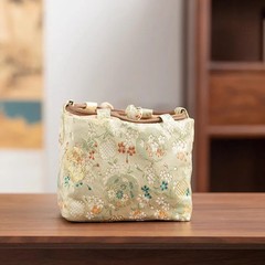 16cm Vintage Chinese Yun Brocade Tea Set Storage Bag Thickened Shockproof Pouch