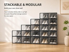 X-Large Shoe Storage Boxes Organizers Clear Plastic Stackable 12 Pack, Shoe R…